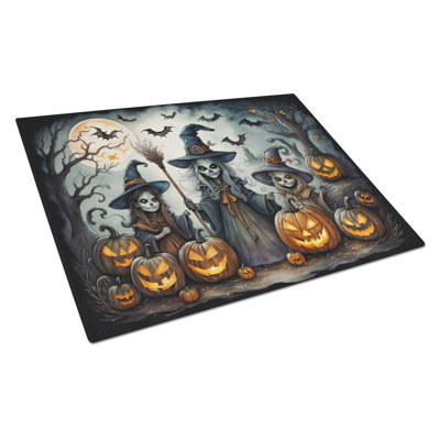 Witches Spooky Halloween Glass Cutting Board Large