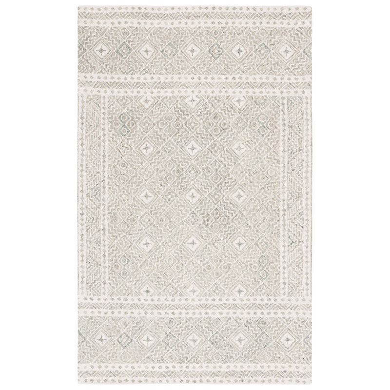 Mariame Hand Tufted Wool/Cotton Geometric Rug in Ivory, Rectangle 4' x 6'