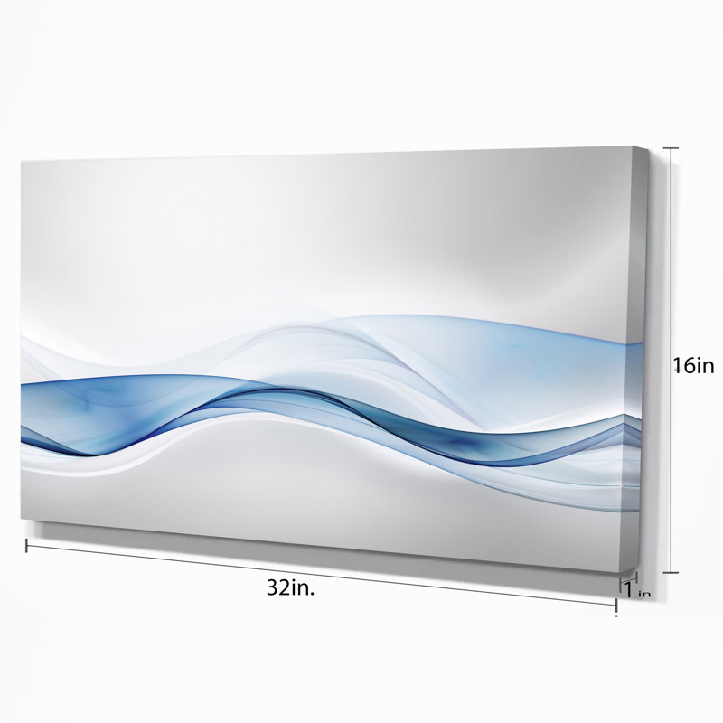 Toile abstraite murale, impression de vague d'eau 3D - Vague d'eau 3D, H 18 po x l 34 po x P 1 po, Toile tendue