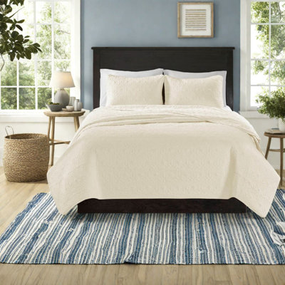 Comfortable Cotton Bedding Sets, Reversible Cream Quilt For Home