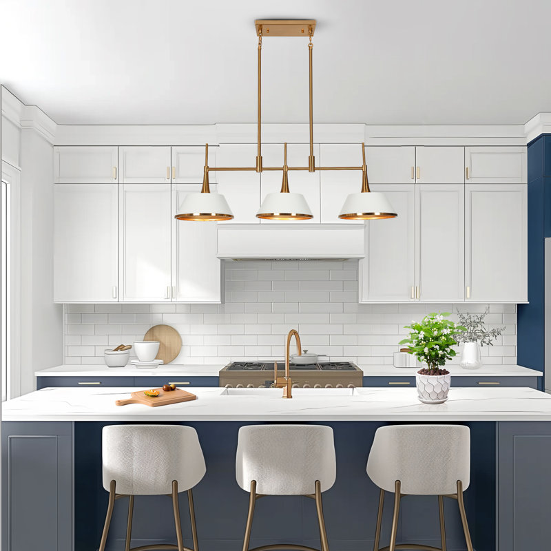 Nolia 3-Light 34.5" W Modern Dimmable Linear  Cone Pendant Light