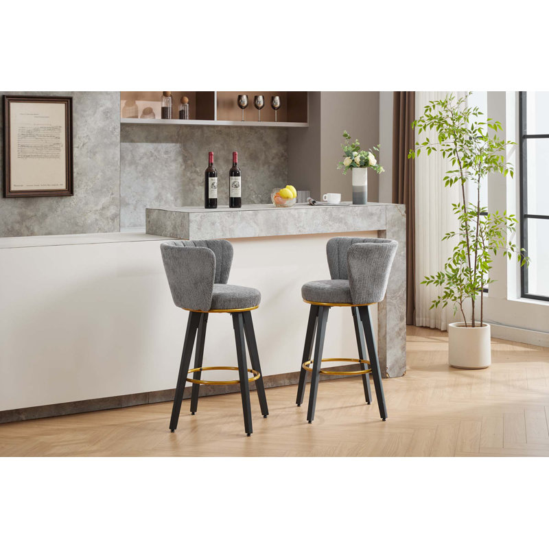 Ensemble de tabourets de bar pivotants à 360 ° (ensemble de 2), Gris