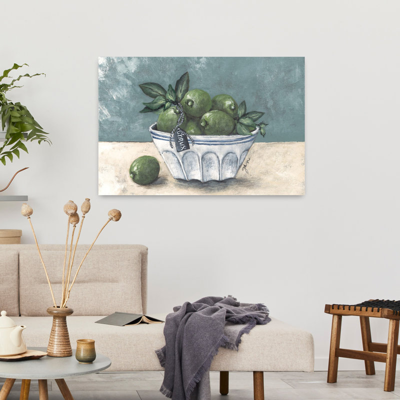 Nature morte à la lime, art fruitier rustique, H 36 po x l 24 po