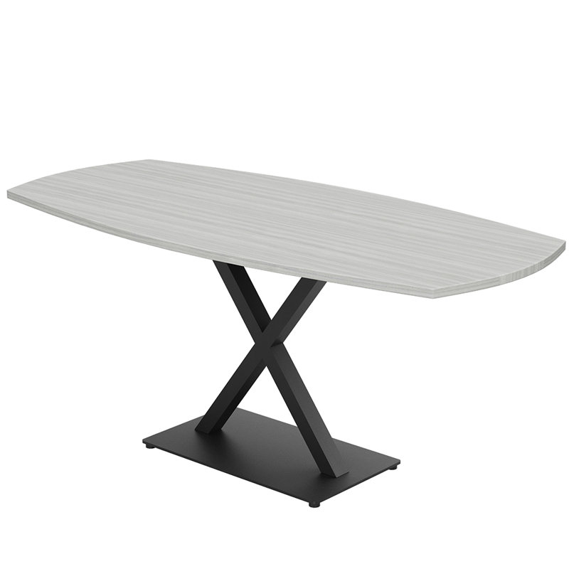 Table de conférence Pavert, H 30 po x l 72 po x P 36 po, Noir mat, Cyprès blanc