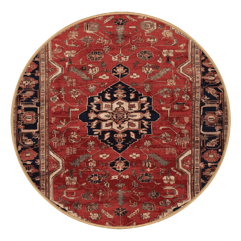 Tapis brun lavable à la machine, Rond 6 pi