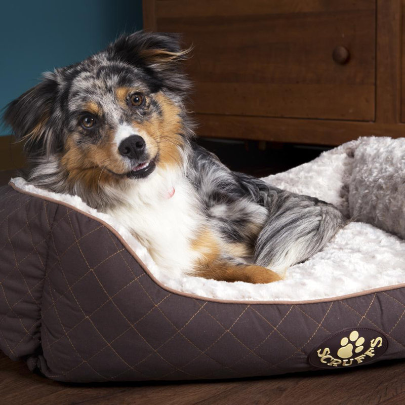 Wilton Polyester Pet Bed, Brown/White, 19cm H x 75cm W x 60cm D