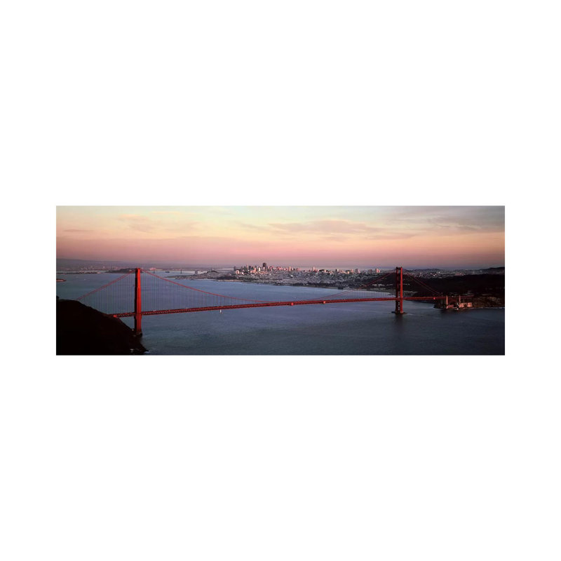 Suspension Bridge Across A Bay, Golden Gate Bridge, San Francisco Bay, San Francisco, California, USA - Wrapped Canvas Panoramic Print