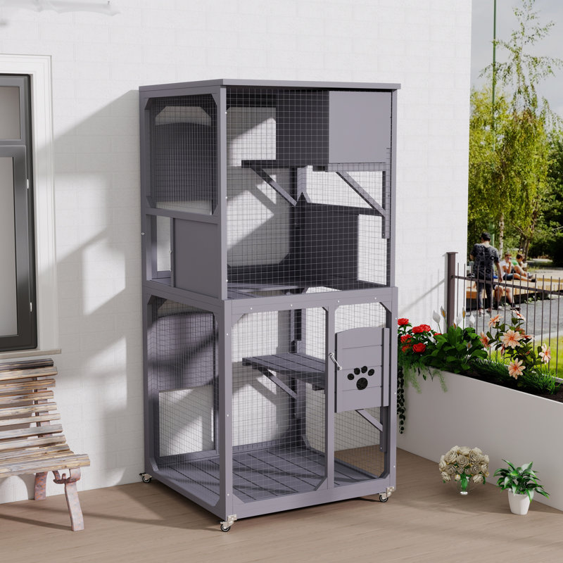 Enceinte d'extérieur de 31,5 po avec roulettes Catio