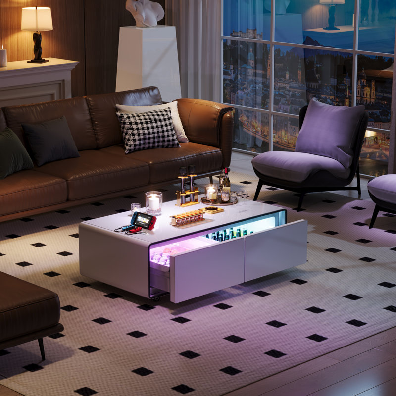 Glass Top Coffee Table, White