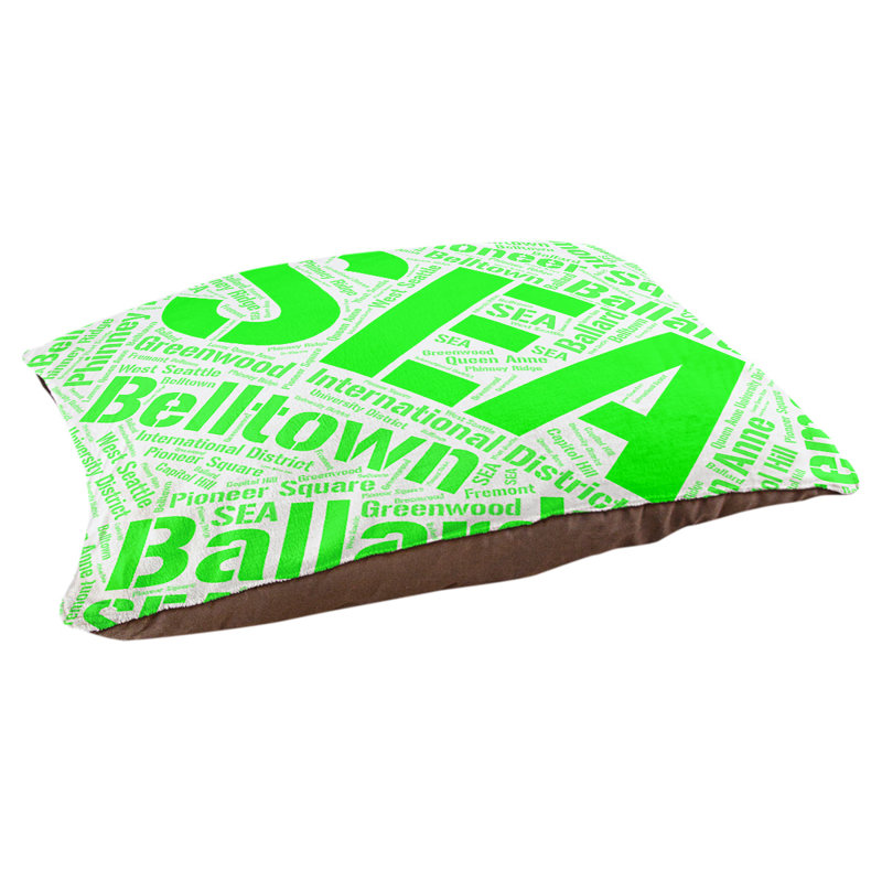 Coussin de chien « districts », Seattle, Très grand (H 17 po x l 50 po x P 40 po), Vert