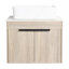 Meuble-lavabo flottant de 36 po au design moderne avec lavabo d'art en céramique, dalle de pierre plate blanche et petites tablettes de rangement, porte à fermeture douce
