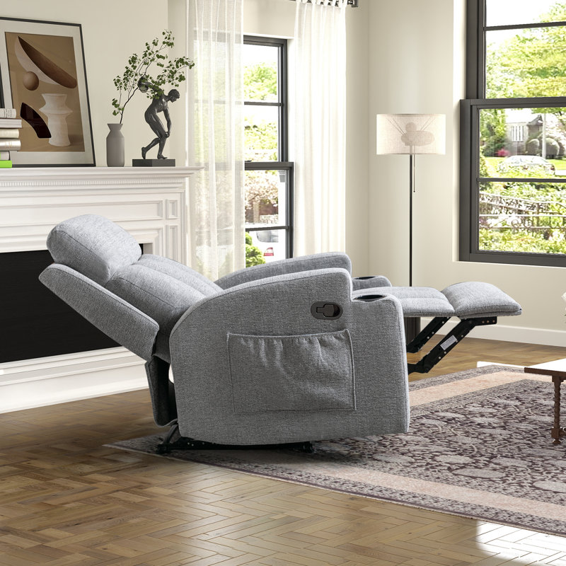 Fauteuil inclinable manuel l 33,07 po avec massage et chauffage , Microfibre / microsuède gris