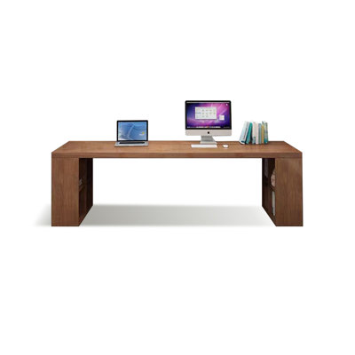 Nut-brown Rectangular Solid Wood Executive Desk