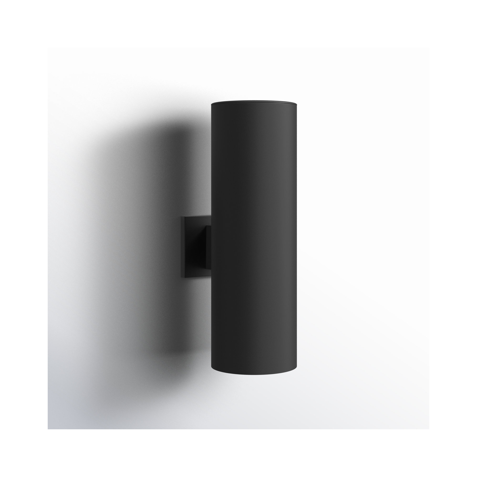 Dylan 2 Light Cylinder Outdoor Aluminum Wall Light, Black, 18.25" H x 6" W x 6" D, No
