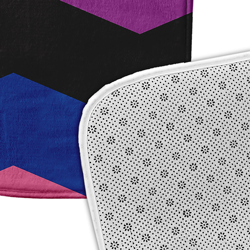 Aijahlon Memory Foam Non-Slip Bath Mat, Black/Purple