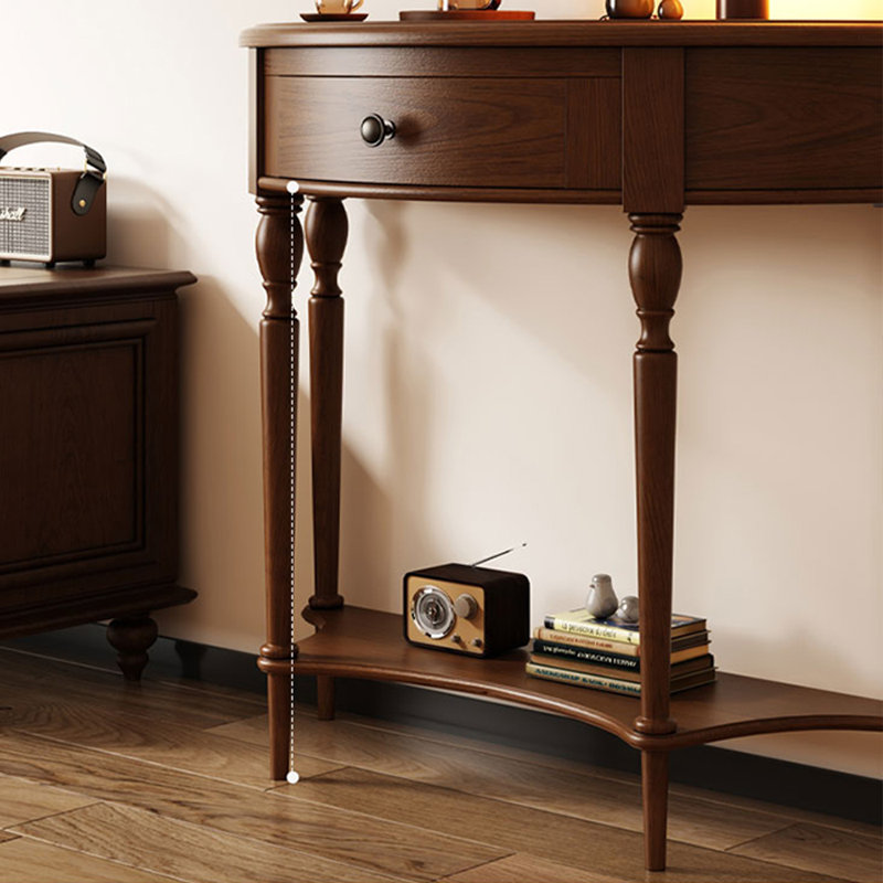 Console en bois massif en demi-cercle, Brown