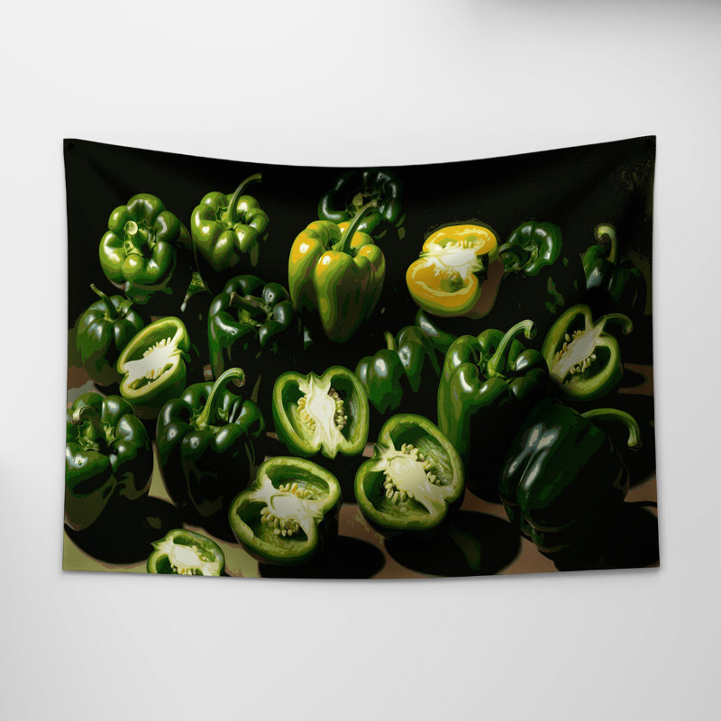 Tapisserie murale légumes et poivrons verts, 26 po x 36 po