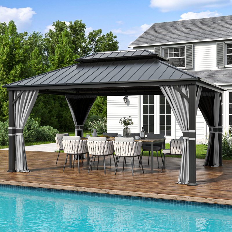 Pavillon de jardin en métal, H 120 po x l 240 po x P 145 po