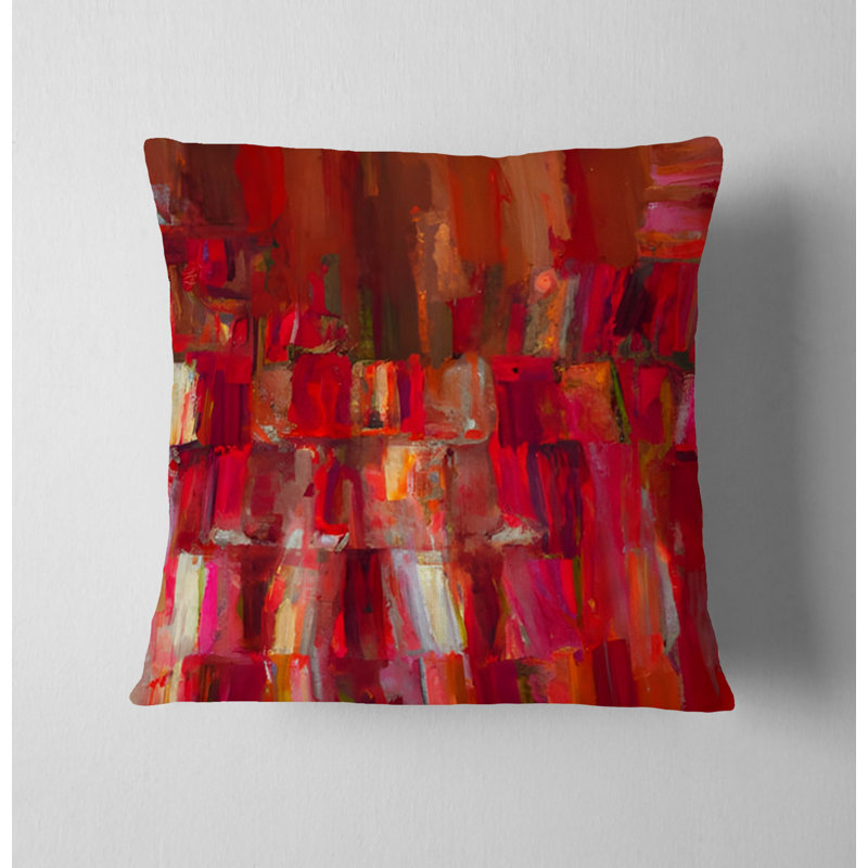 Throw Pillow With Insert, 16"H x 16"W, Red Abstract 10