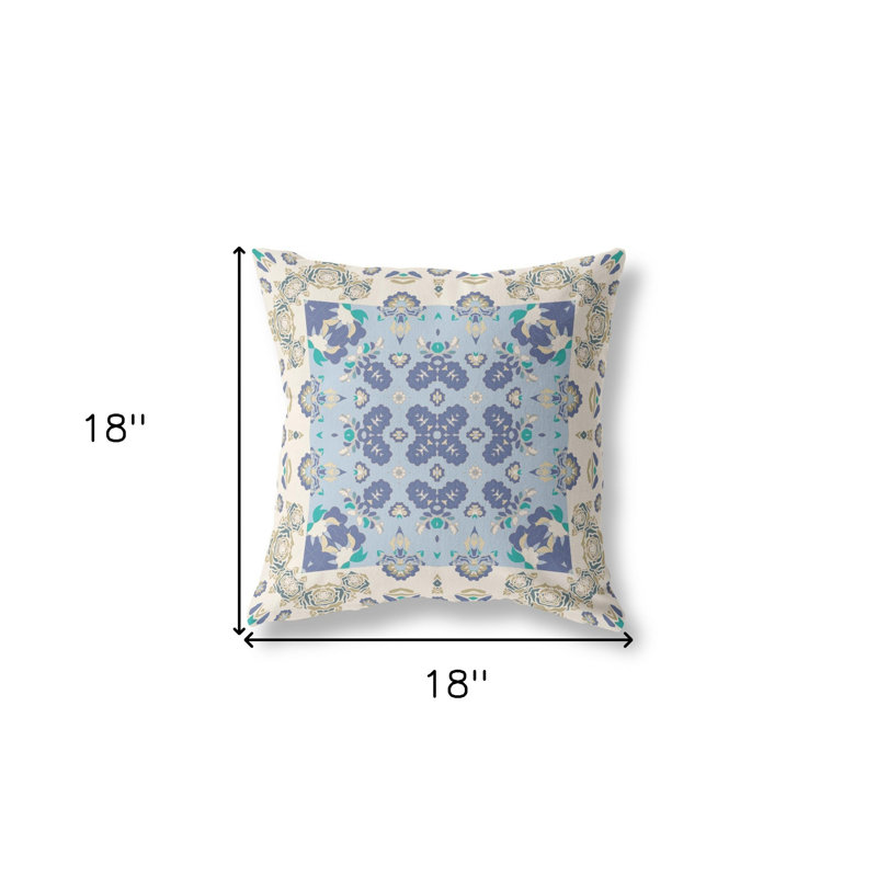 Coussin décoratif 18 po x 18 po Broadcloth, Blanc cassé / Bleu