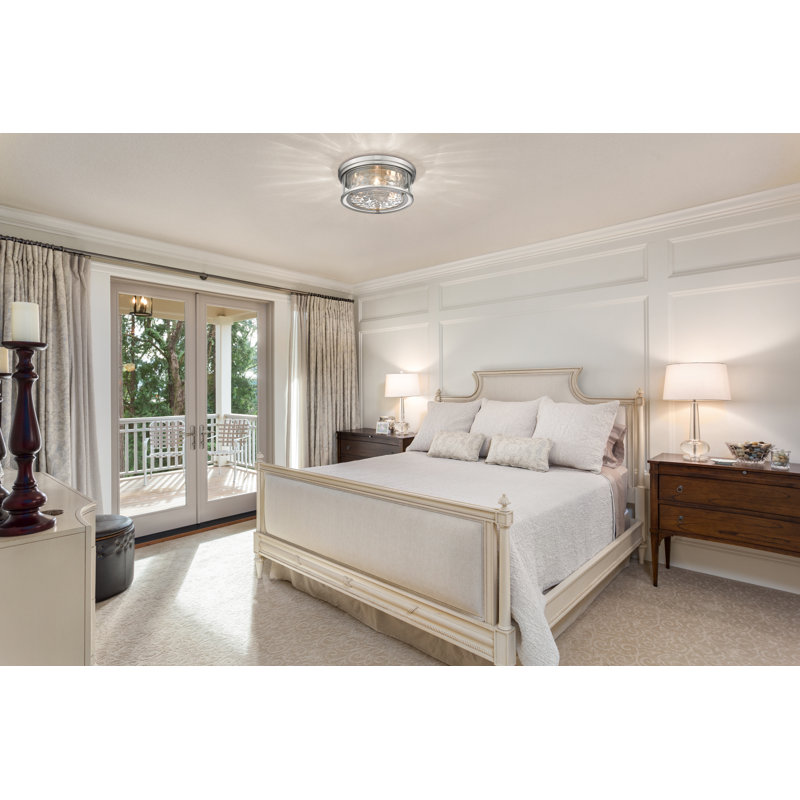 Masuda Glass Flush Mount, Brushed Nickel