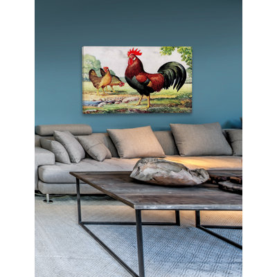 Three Roosters - Wrapped Canvas Print