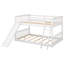 Lit superposé en bois massif blanc avec glissoire et échelle-156631056-156631057