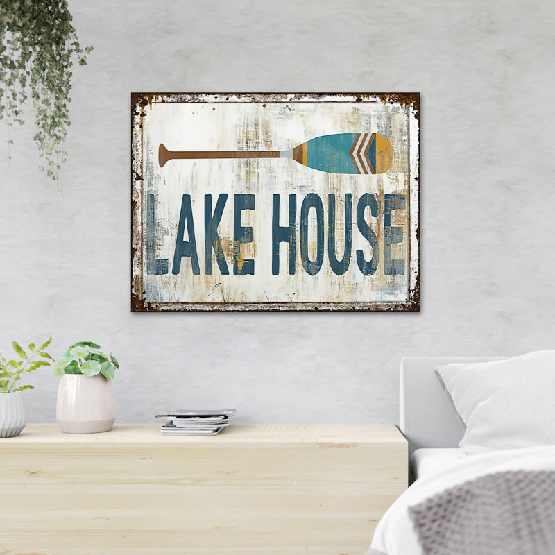 «Rowing Stick - Lake House», reproduction d'art graphique sur toile tendue, H 24 po x l 36 po x P 2 po