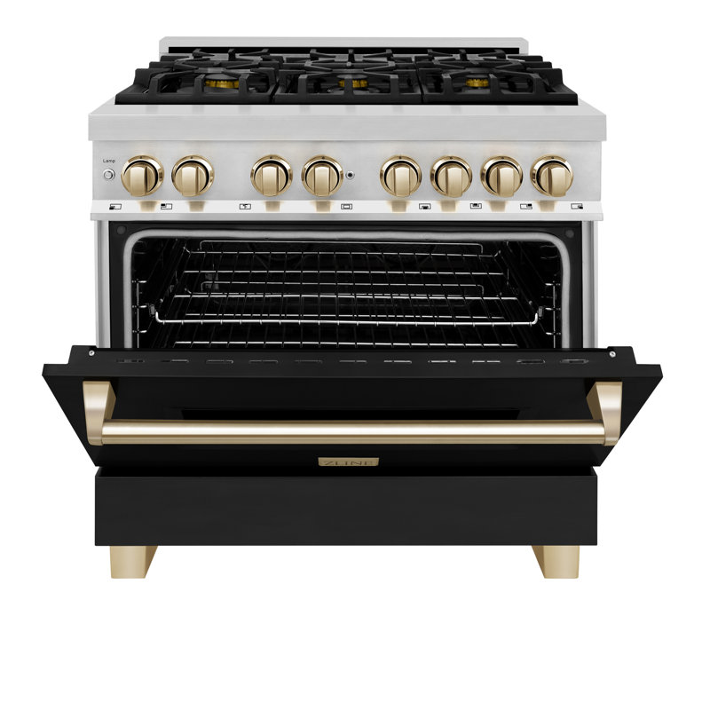 ZLINE Autograph 36" Legacy Dual Fuel Range w/ 6 Burners, Polished Gold