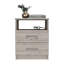 Table de chevet Olienza, deux tiroirs, une tablette, finition gris clair