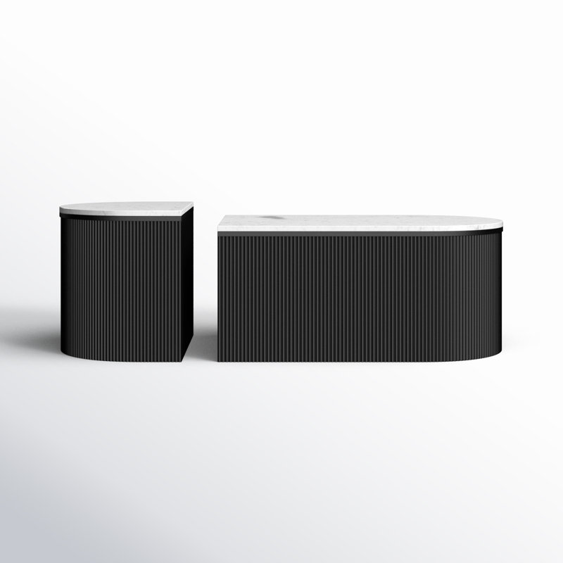 Doha Black and White Marble Top 2-Piece Coffee Table Set