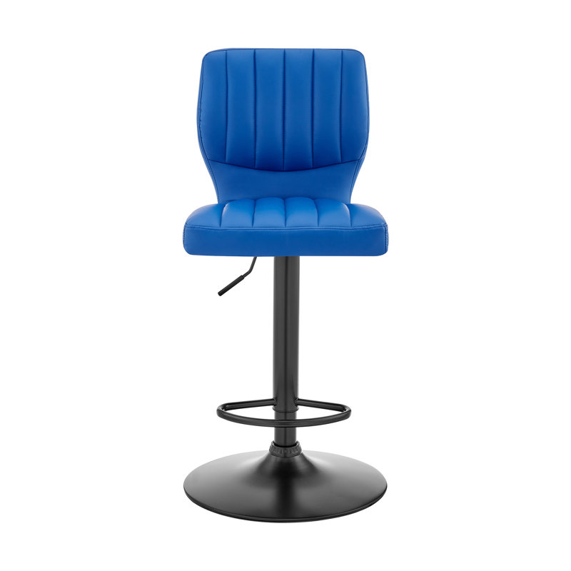 Tabouret de bar réglable en similicuir noir, Bleu