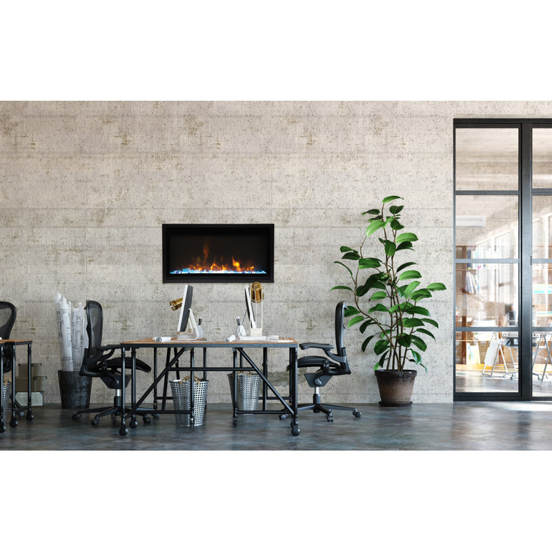 50" Black Extra Slim Built-In Electric Fireplace