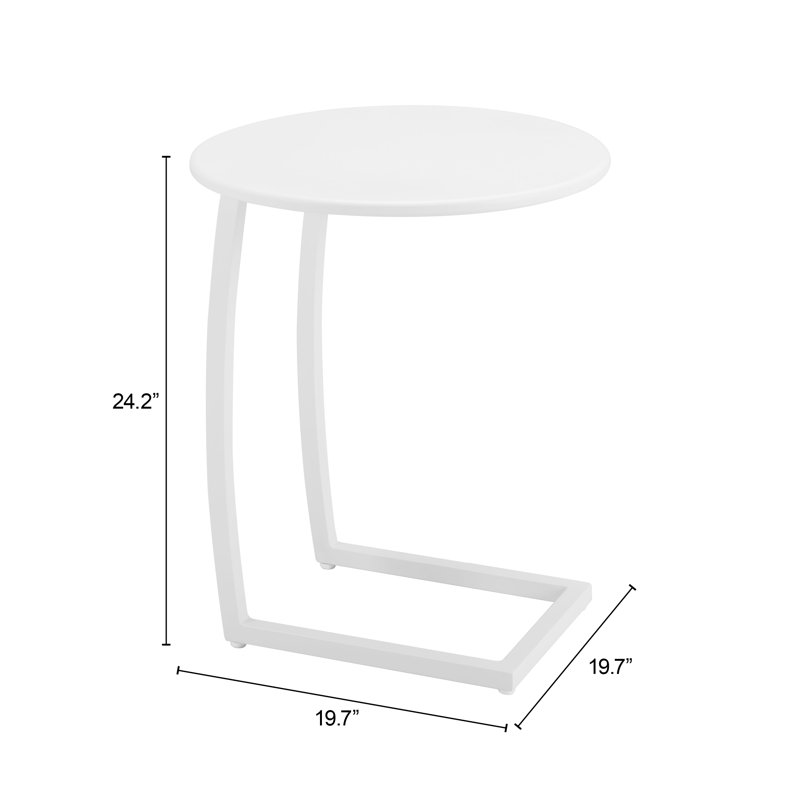 Noga End Table White, White