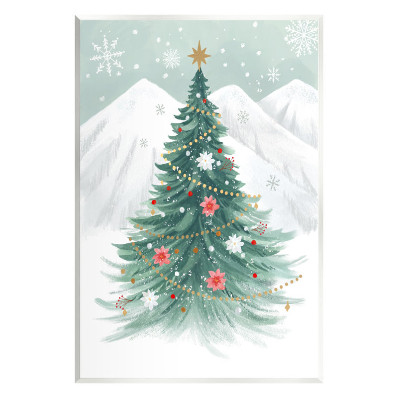 Ba-856-Arbre de Noël en bois subtil dans la neige sur panneau de fibres à densité moyenne par Sharon Lee