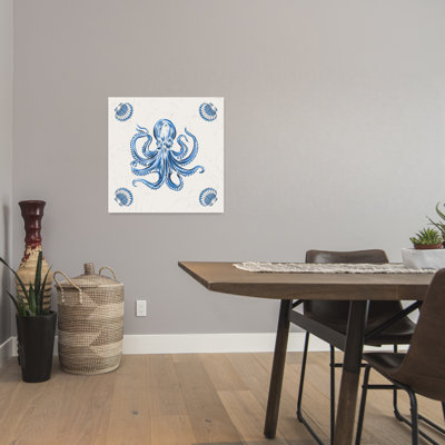 Contemporary Art Traditional Vintage Whimsical Octopus Beach Wall Art by Alexandra Weise - Wrapped Canvas Print