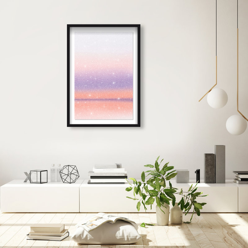 Peach Coastline Print by Oliver Gal, 31.5"H x 21.5"W, Black Shadowbox