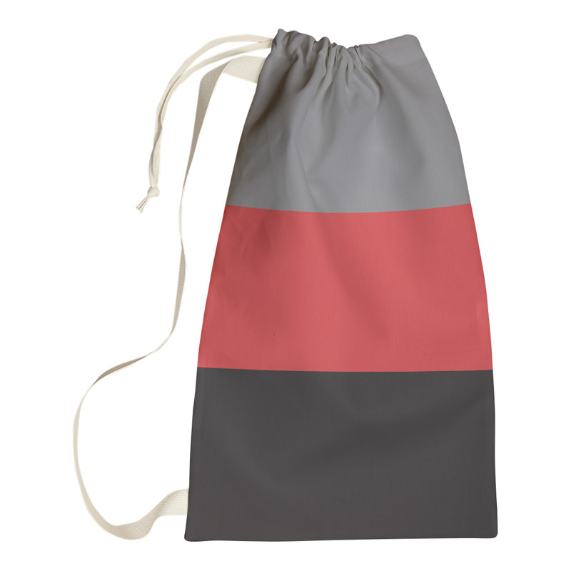 Fabric Laundry Bag with Handles, 29" H x 18" W x 1.5" D, Flat Gray/Red/Black