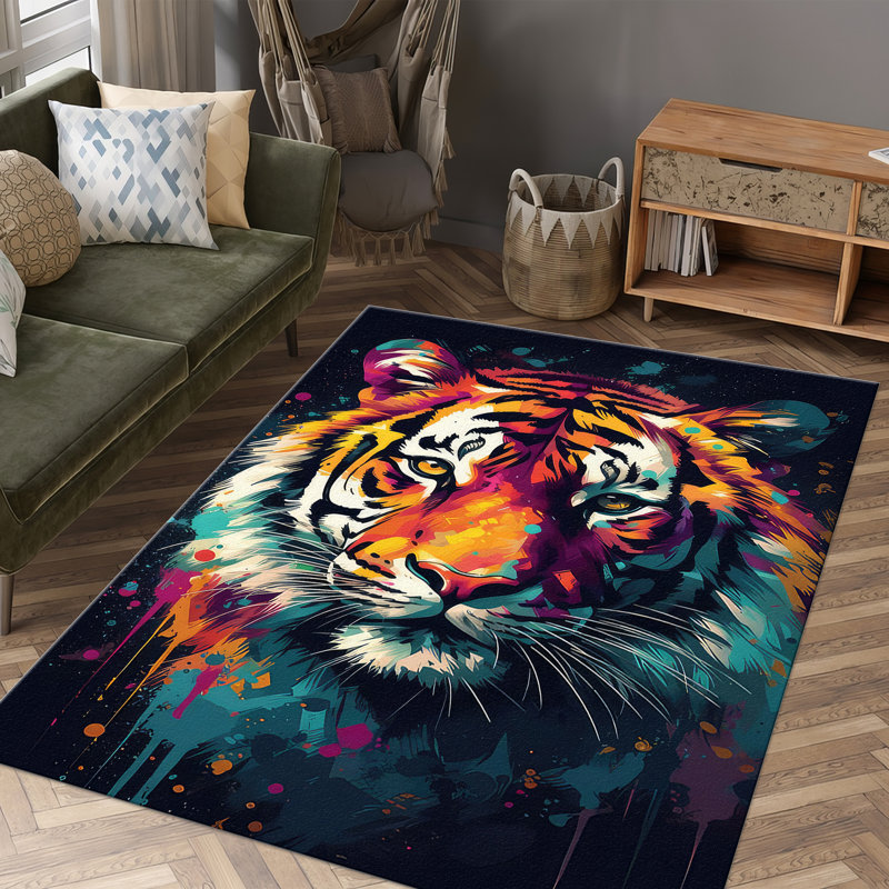 Round Medallion Floral Pattern Non Woven Printed Rug with Soft Texture for Home Decor, Rectangle 2'8" x 3'11"