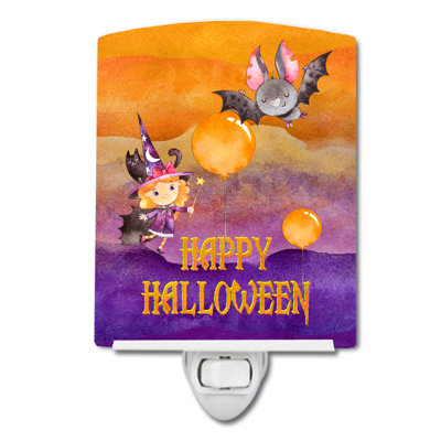 Veilleuse et chauve-souris en céramique Halloween