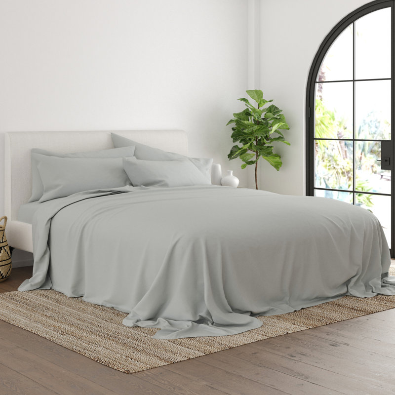 Ensemble de draps ultra-doux double brossé 6 pièces - Pochette profonde, infroissable, literie résistante à la décoloration
