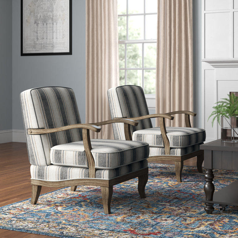 Fauteuil de ferme l 28 po Amilio, Rayures gris foncé