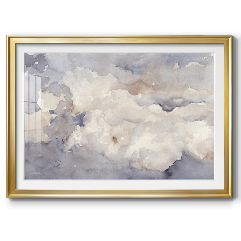 «Clouds in Neutral II», encadré, impression encadrée avec biseau mat et verre, Or, H 19 po x l 27 po x P 1,5 po