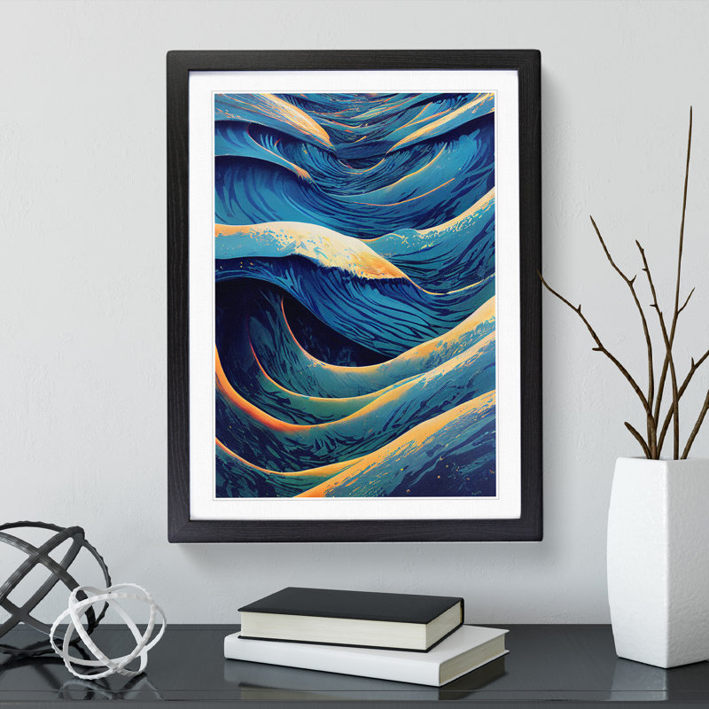 Marvellous Ocean Wave - Single Picture Frame Print, 64cm H x 46cm W x 2cm D, Black