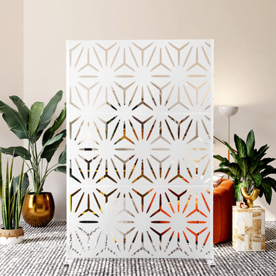 72" H x 47" W Metal Privacy Screen, Outdoor Privacy Screens - Decorative Outdoor Divider with Stand, Outdoor privacy Panels for Balcony & Patio