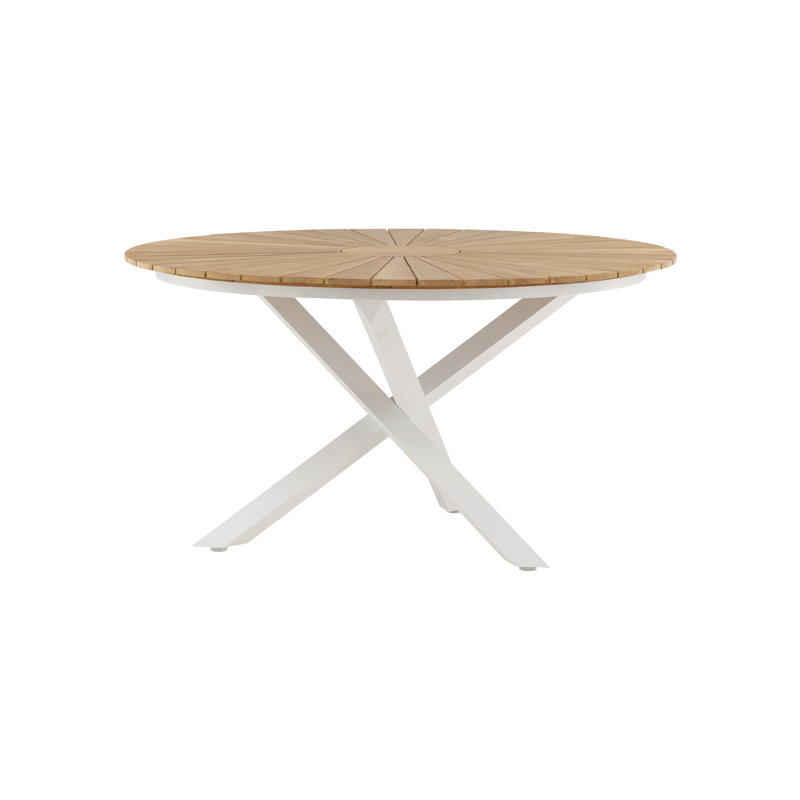 Anoki Round Metal Extendable Outdoor Patio Table - 140 cm W 140 cm D, White