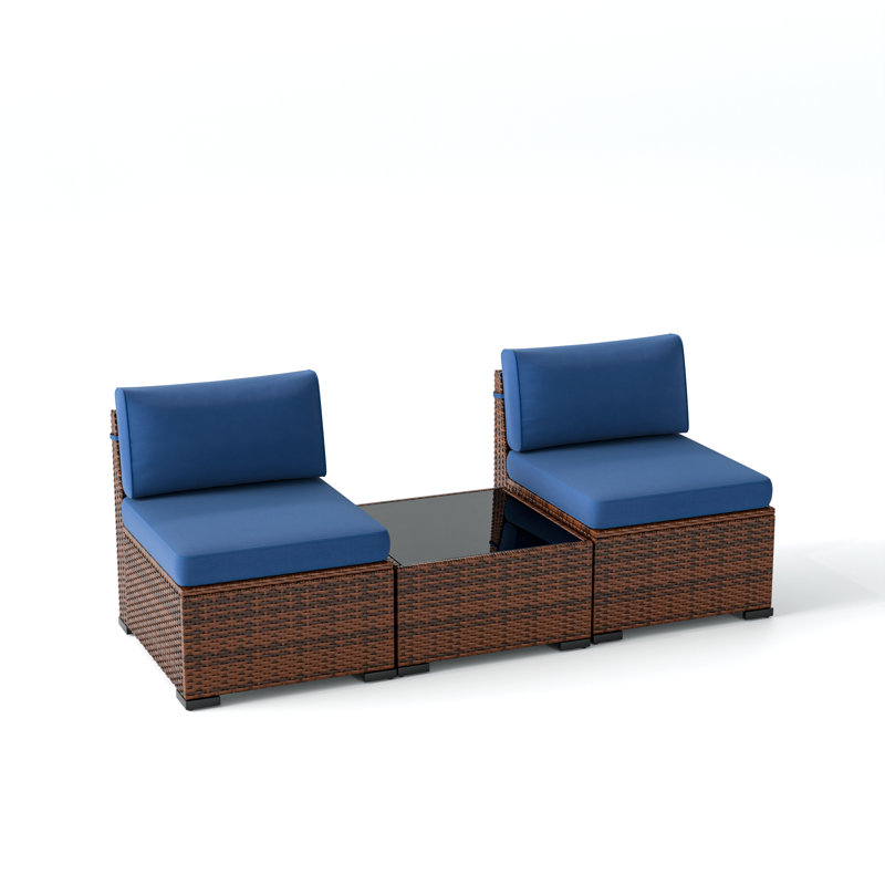 Ensemble de conversation d'extérieur 2 personnes avec coussins, Marine