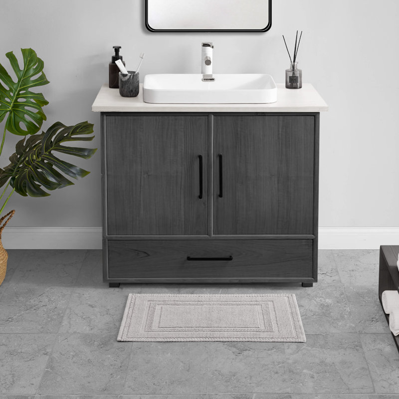 Bath Rug, Washed Beige, 17" W x 24" L