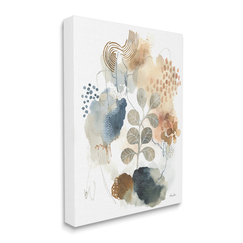 «Modern Abstract Botanicals Spiral Shape Collage» par Laura Horn - Peinture, H 30 po x l 24 po x P 1,5 po, Toile tendue