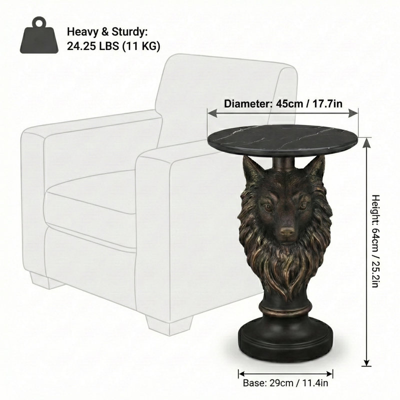 Table d'appoint tête de loup